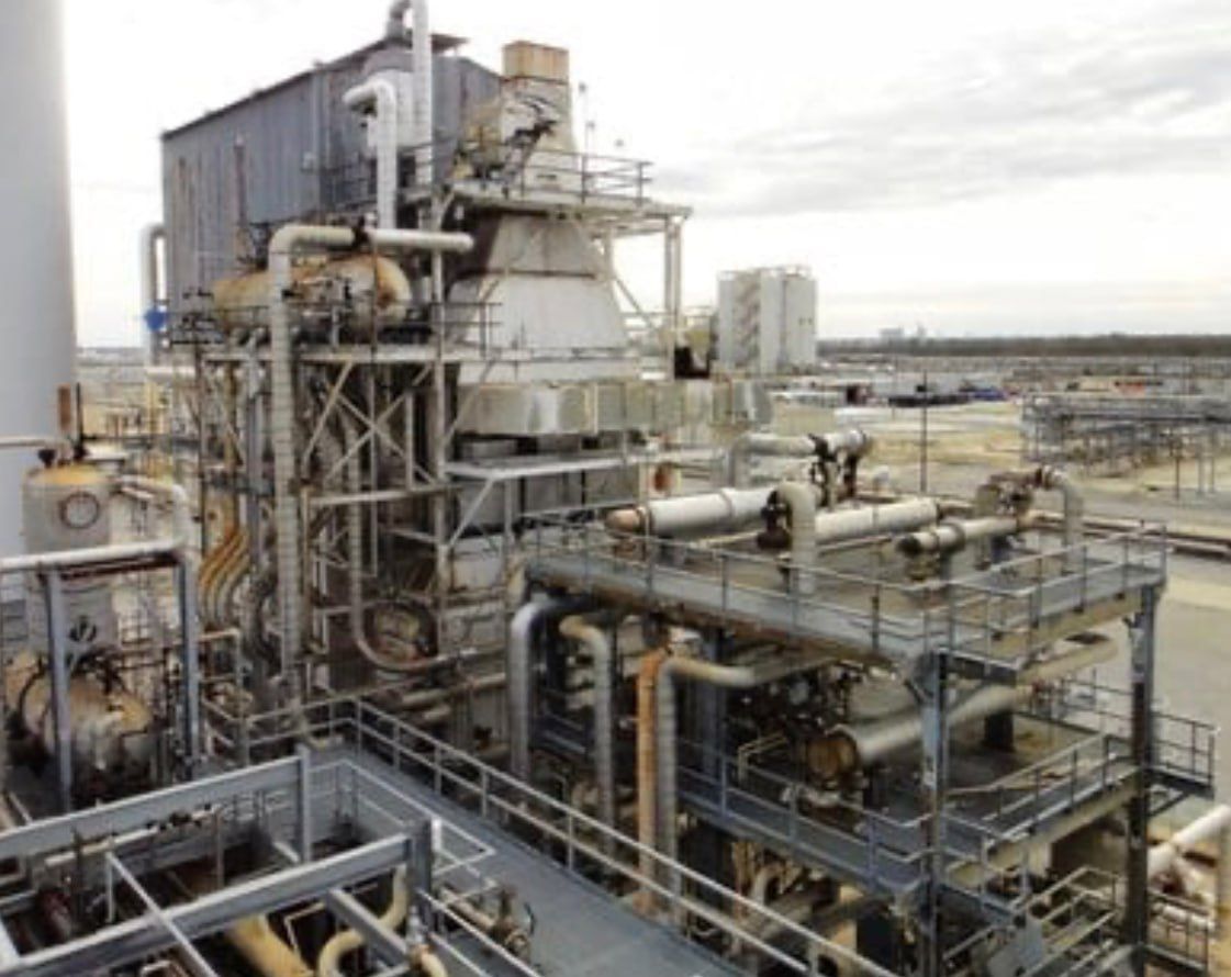 Process piping and equipment at a refining facility